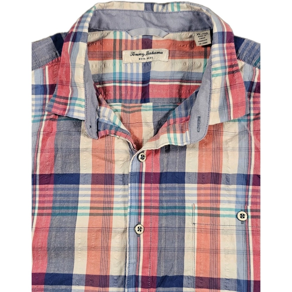 Tommy Bahama Nova Wave Men's Plaid Short Sleeve Shirt Cotton Stretch XL